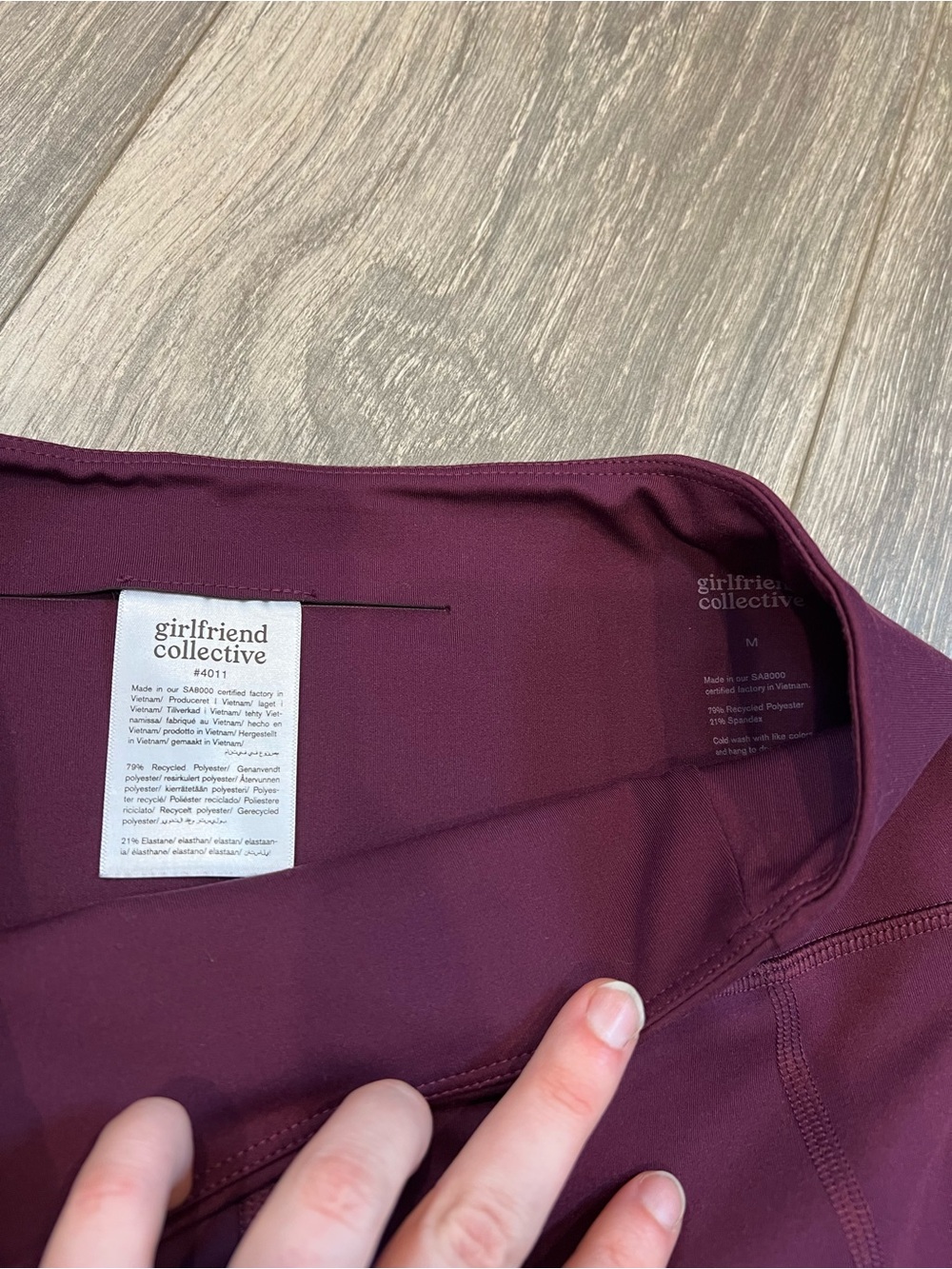 High-Waist Women's Bike Shorts - Burgundy - Picture 2 of 3